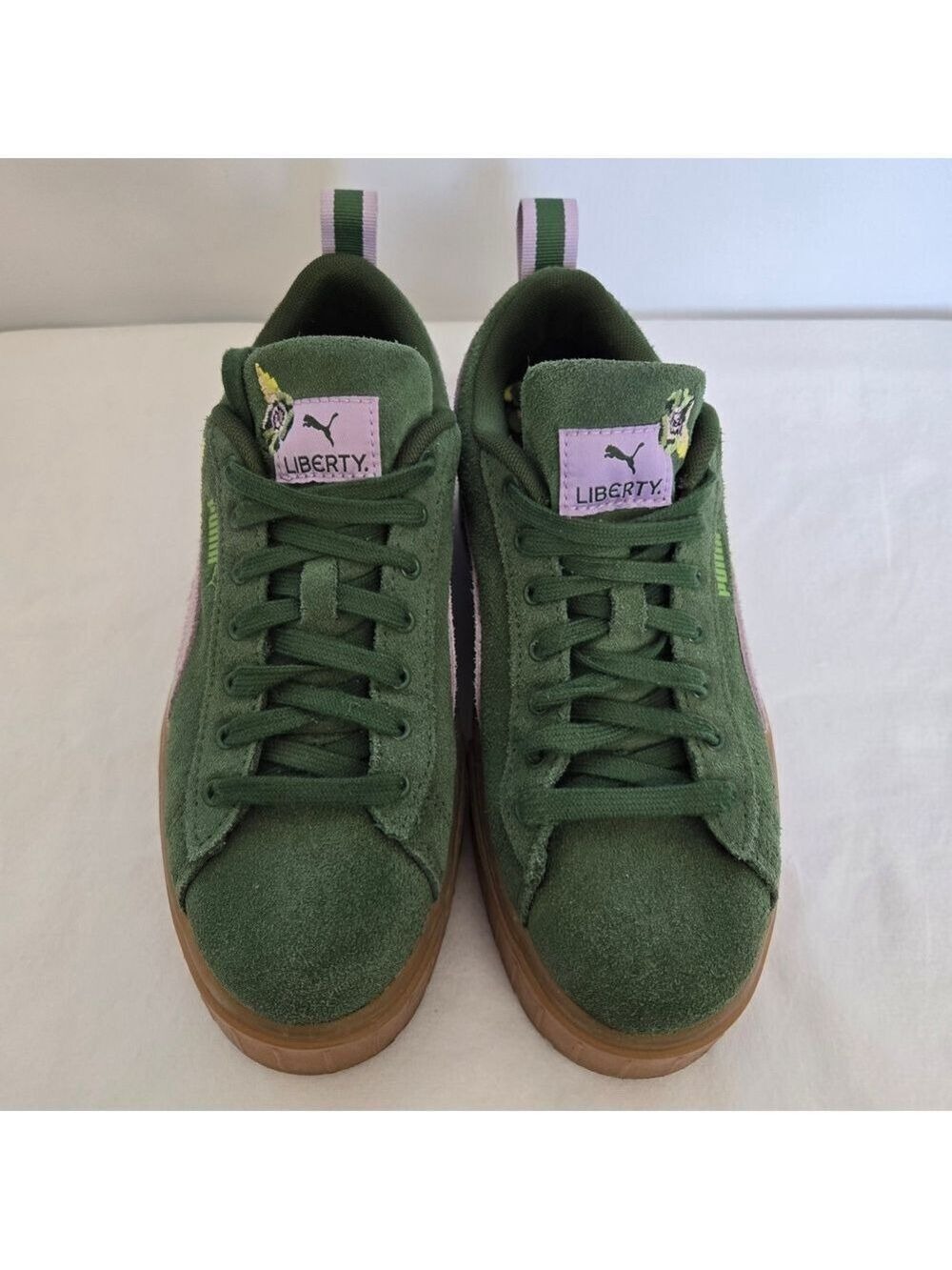 PUMA X LIBERTY LONDON 'MAYZE'  WOMEN PLATFORM SNEAKER GREEN SUEDE FLORAL SZ 8